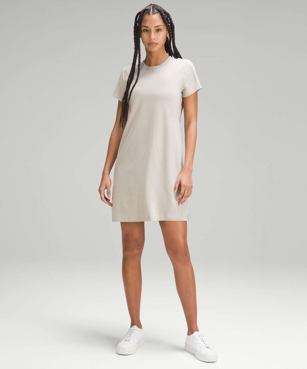 Lululemon Size 2 Classic Fit Cotton Blend T Shirt Dress Raw Linen NWT